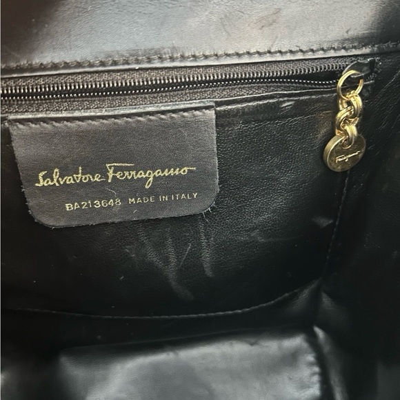 Authentic Salvatore Ferragamo Crossbody Black Bag, Gancini Logo - Picture 4 of 10